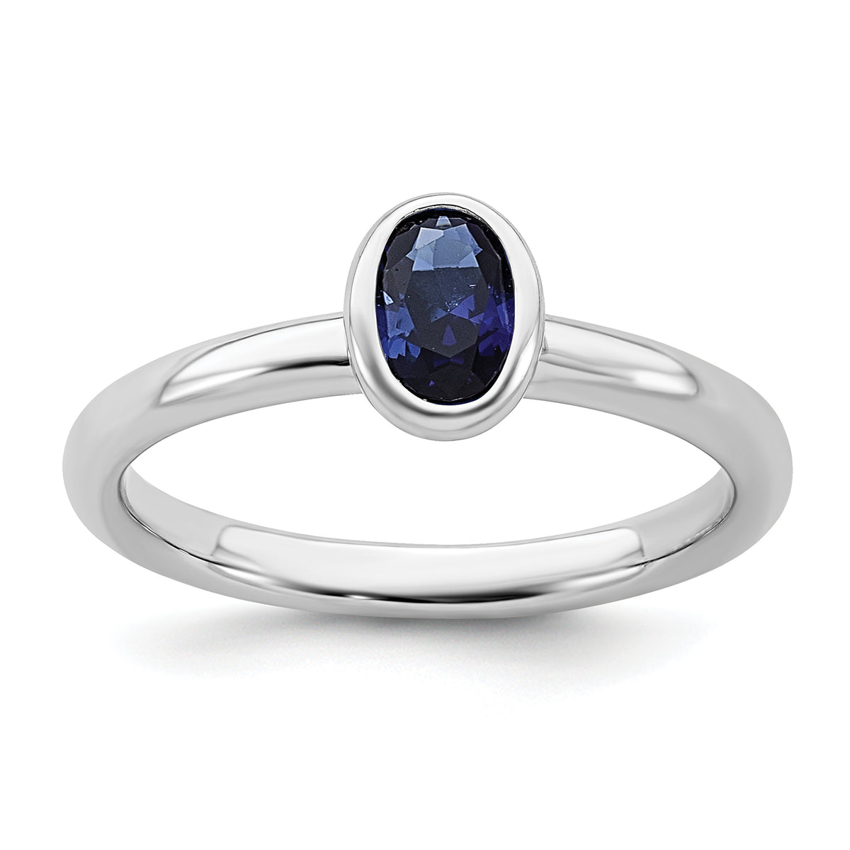 Sterling Silver Stackable Expressions Oval Created Sapphire Ring