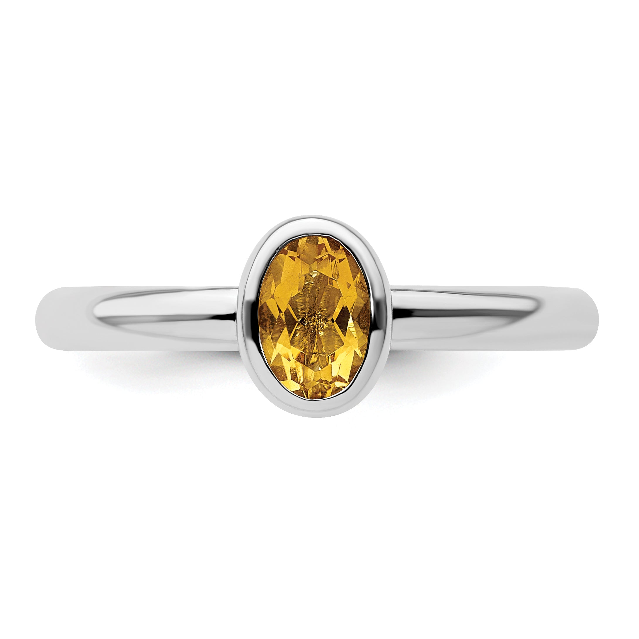 Sterling Silver Stackable Expressions Oval Citrine Ring