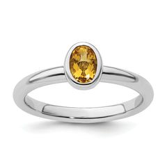 Sterling Silver Stackable Expressions Oval Citrine Ring