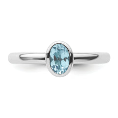 Sterling Silver Stackable Expressions Oval Blue Topaz Ring