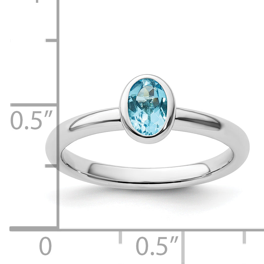 Sterling Silver Stackable Expressions Oval Blue Topaz Ring