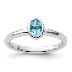 Sterling Silver Stackable Expressions Oval Blue Topaz Ring