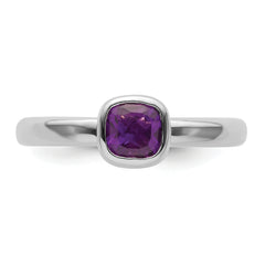 Sterling Silver Stackable Expressions Cushion Cut Amethyst Ring