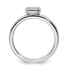 Sterling Silver Stackable Expressions Cushion Cut White Topaz Ring