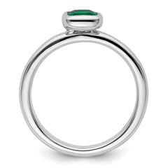 Sterling Silver Stackable Expressions Cushion Cut Cr. Emerald Ring