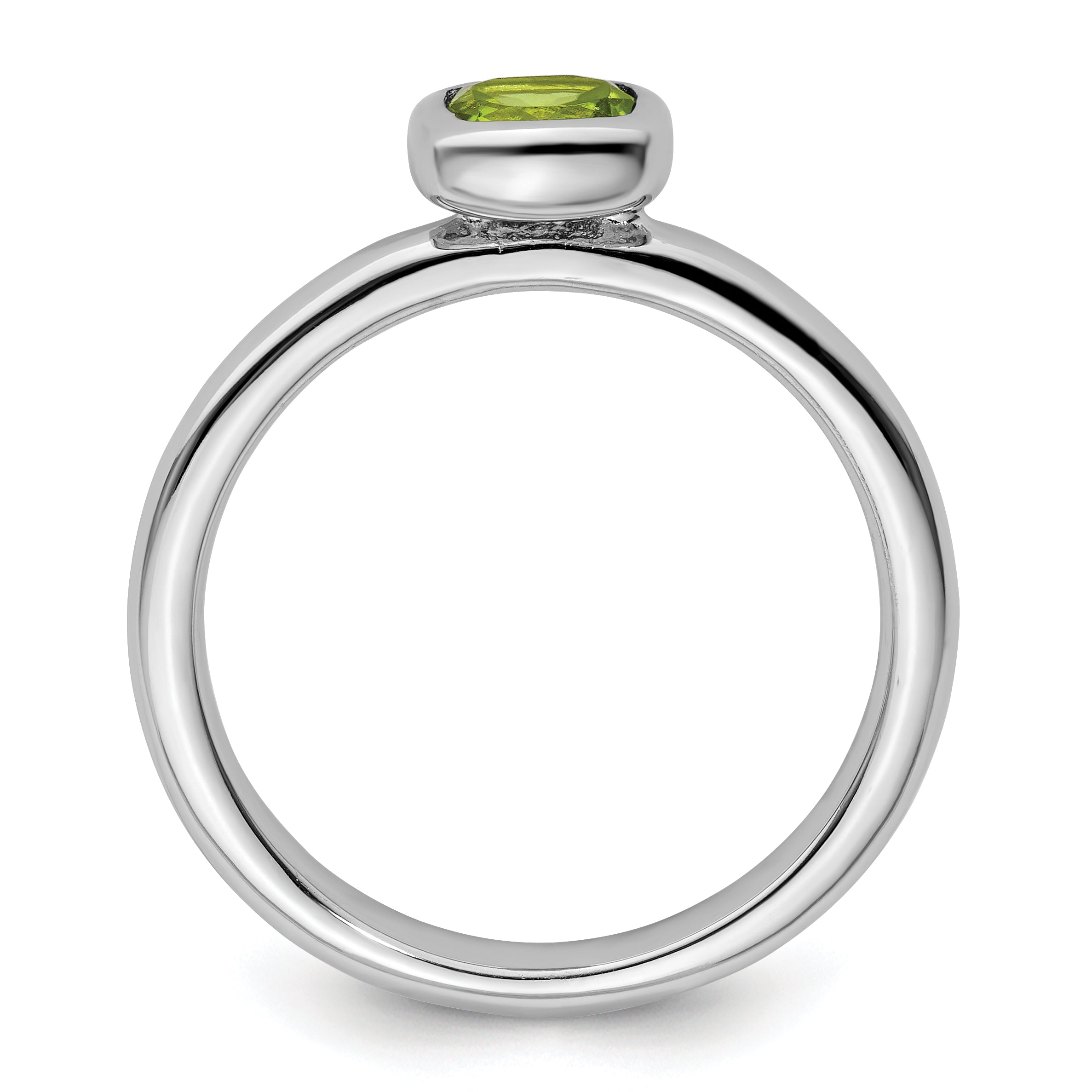 Sterling Silver Stackable Expressions Cushion Cut Peridot Ring