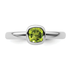 Sterling Silver Stackable Expressions Cushion Cut Peridot Ring