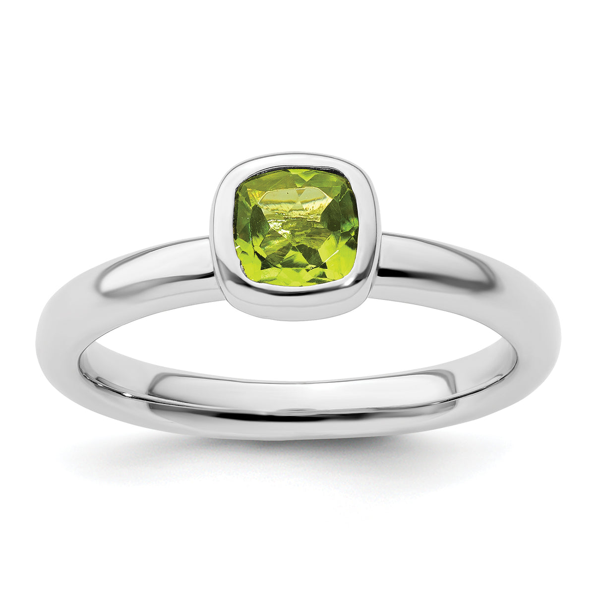 Sterling Silver Stackable Expressions Cushion Cut Peridot Ring