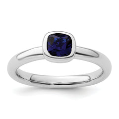 Sterling Silver Stackable Expressions Cushion Cut Cr. Sapphire Ring