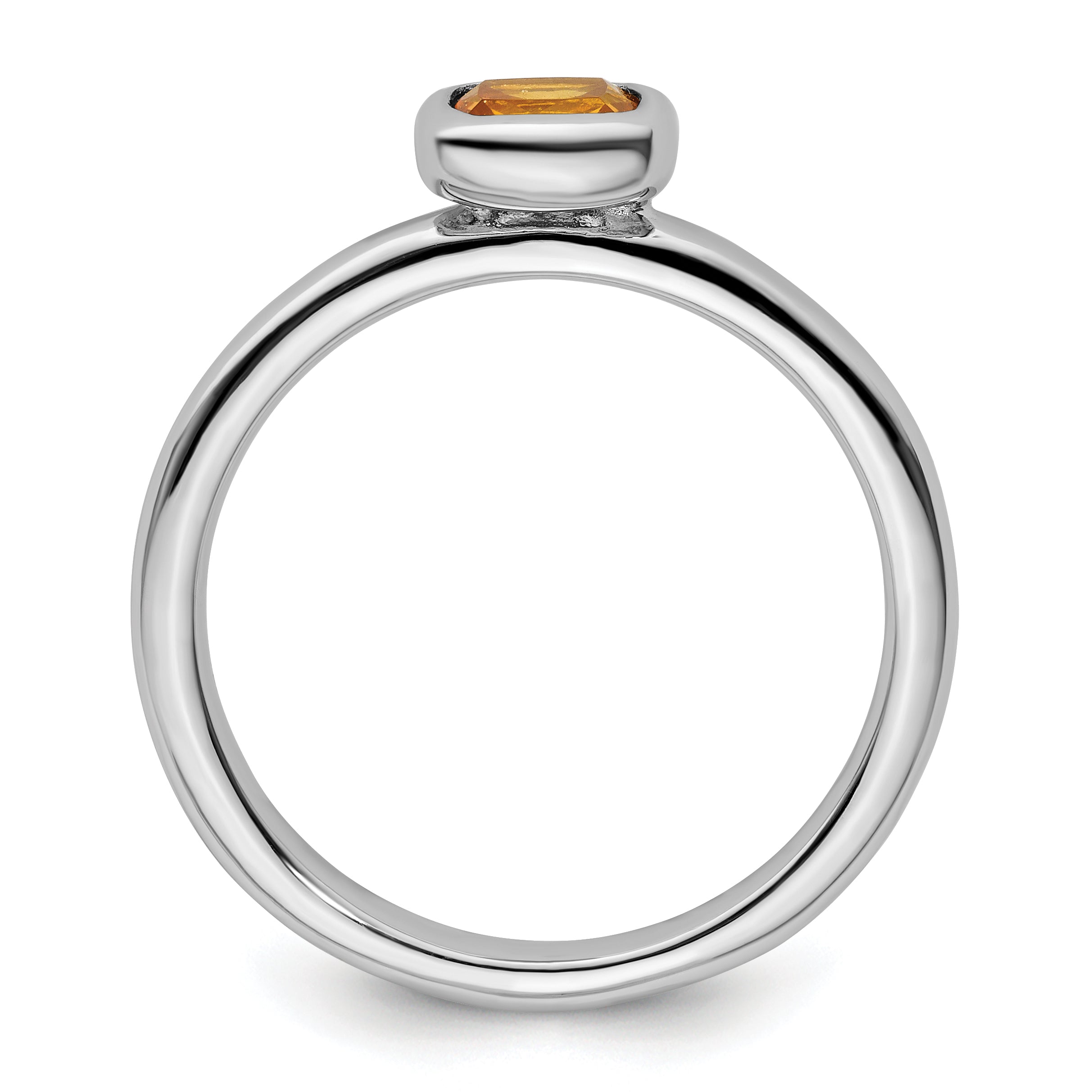 Sterling Silver Stackable Expressions Cushion Cut Citrine Ring