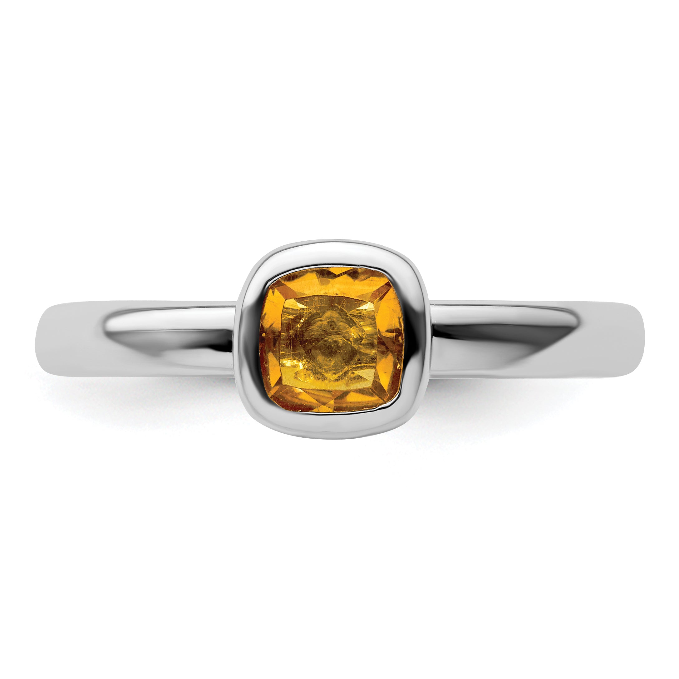 Sterling Silver Stackable Expressions Cushion Cut Citrine Ring