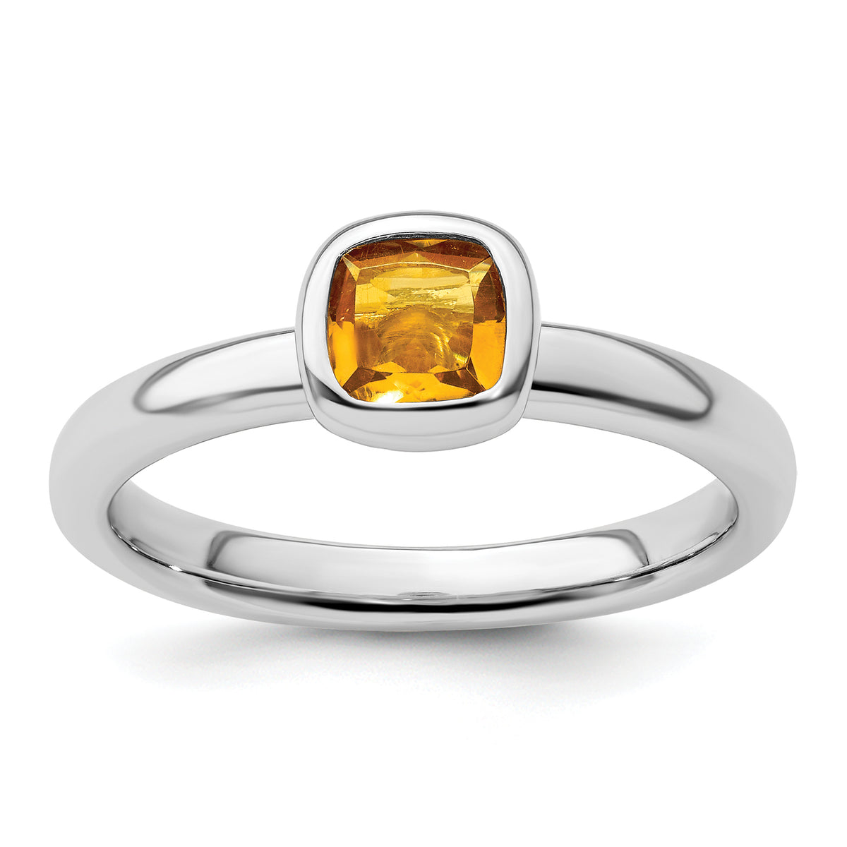 Sterling Silver Stackable Expressions Cushion Cut Citrine Ring