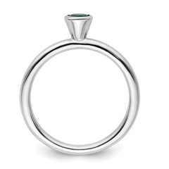 Sterling Silver Stackable Expressions High 4mm Round Cr. Emerald Ring