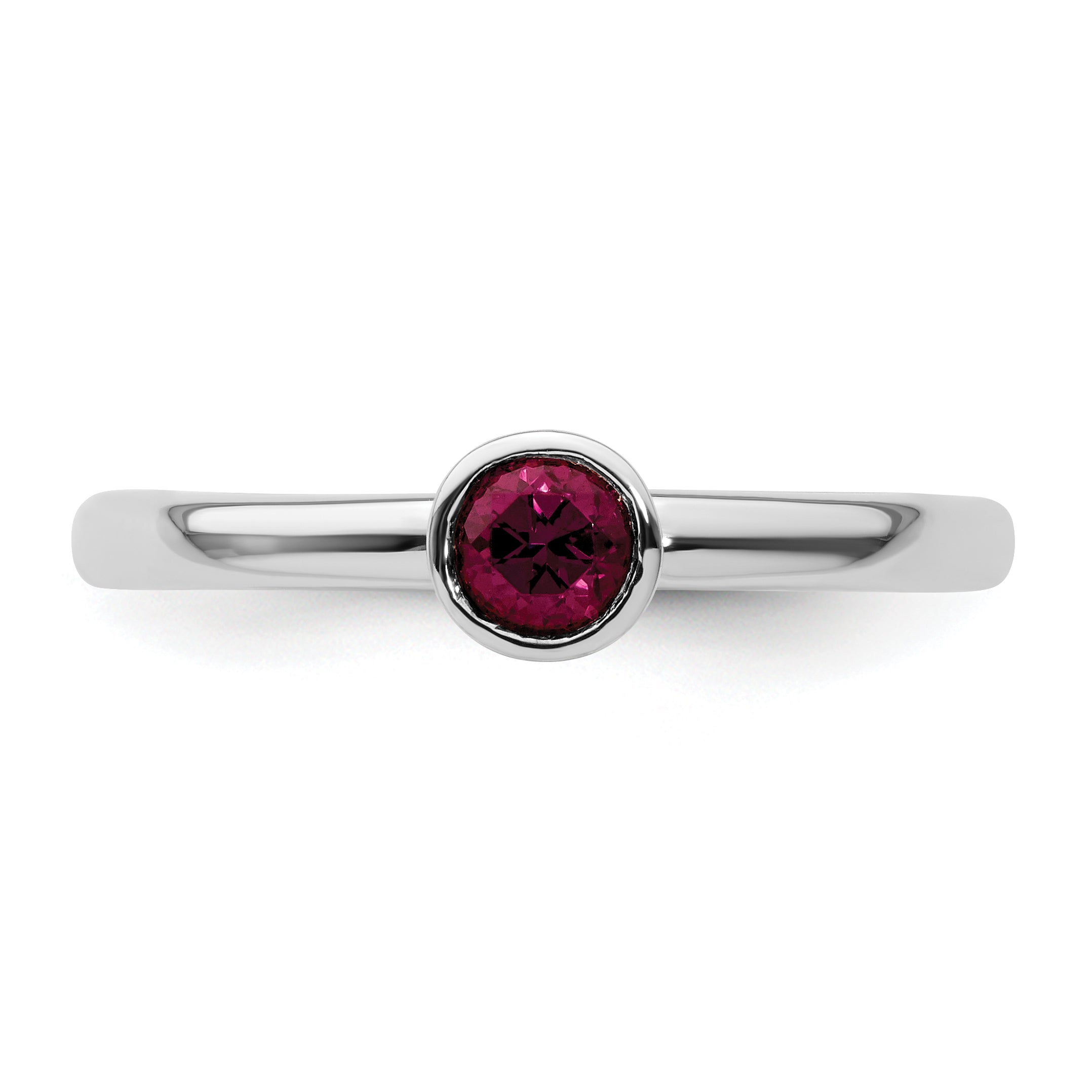 SS Stackable Expressions High 4mm Round Rhodolite Garnet Ring