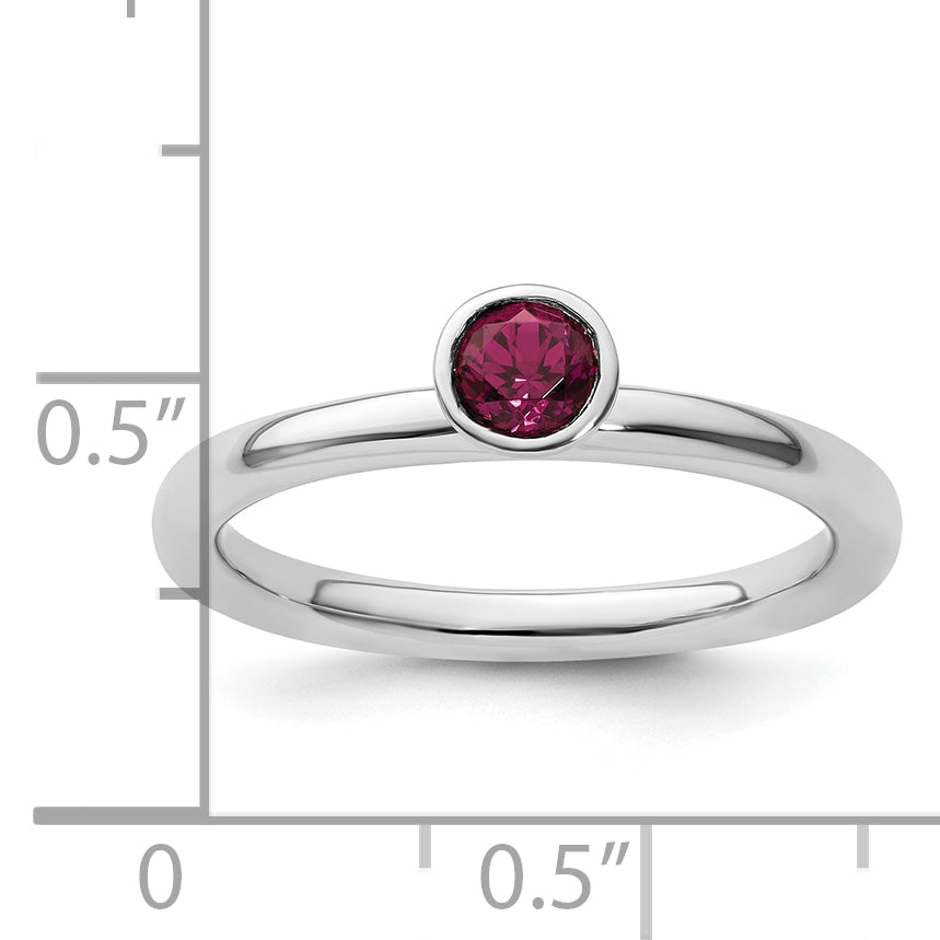 SS Stackable Expressions High 4mm Round Rhodolite Garnet Ring