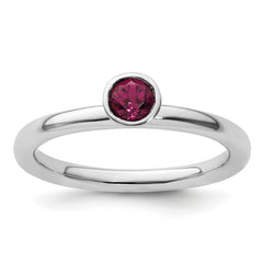 SS Stackable Expressions High 4mm Round Rhodolite Garnet Ring