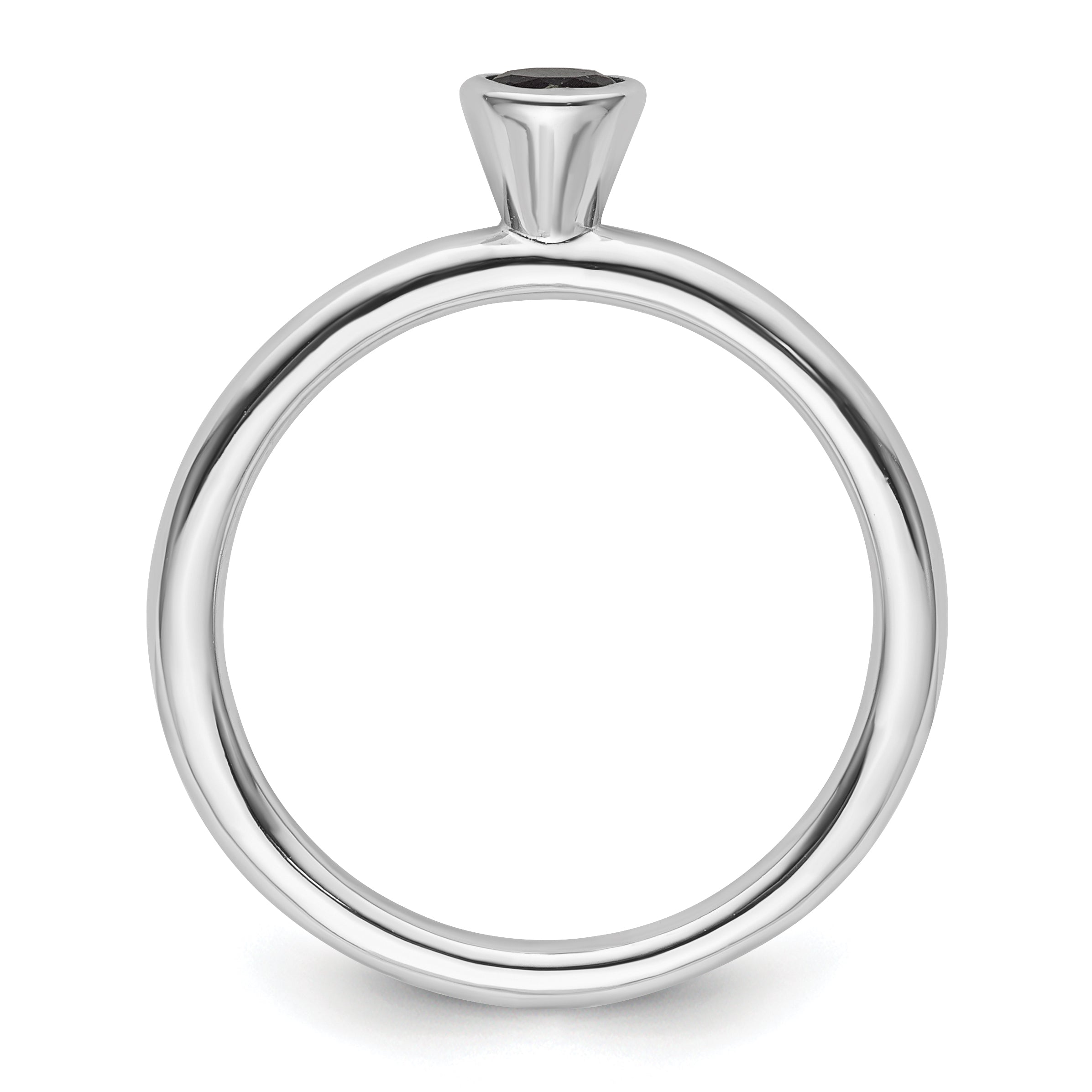 Sterling Silver Stackable Expressions High 4mm Round Cr. Sapphire Ring