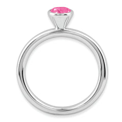 SS Stackable Expressions High 5mm Round Pink Tourmaline Ring