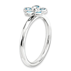 Sterling Silver Stackable Expressions Blue Topaz Flower Ring