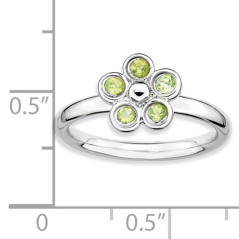 Sterling Silver Stackable Expressions Peridot Flower Ring