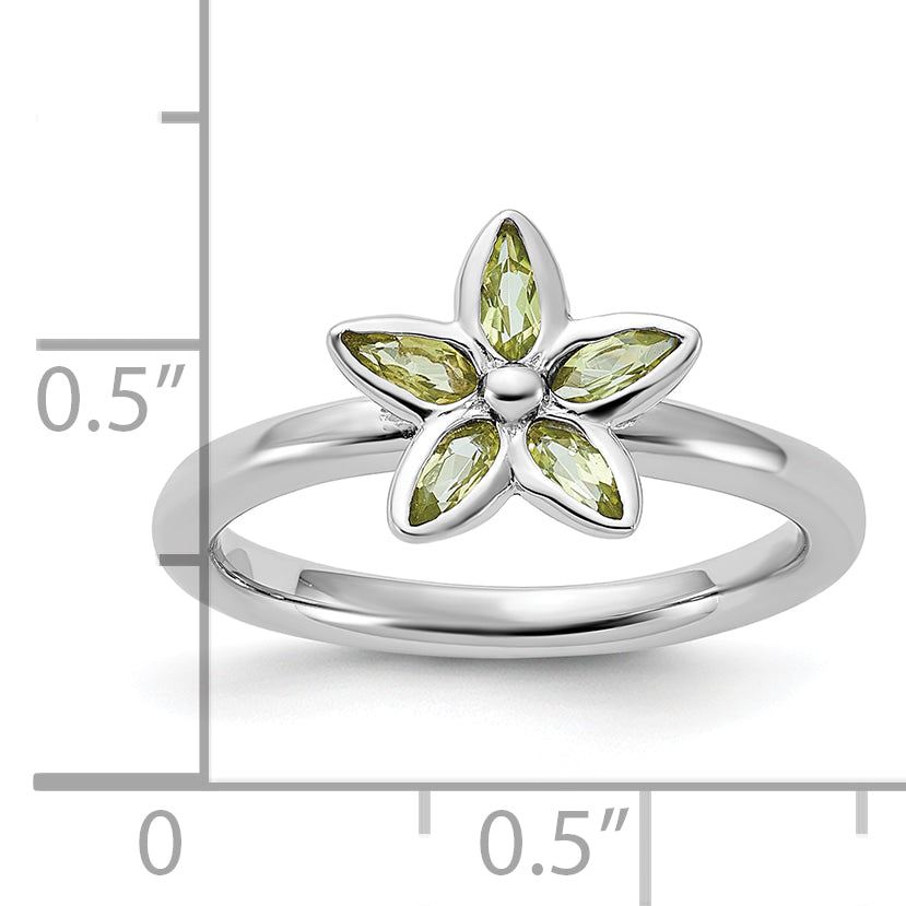 Sterling Silver Stackable Expressions Peridot Flower Ring