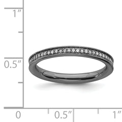 Sterling Silver Stackable Expressions & Diamonds Black-plated Ring