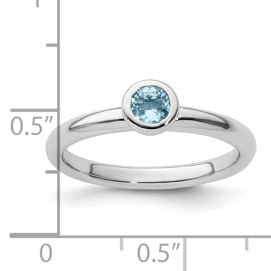 Sterling Silver Stackable Expressions Low 4mm Round Aquamarine Ring