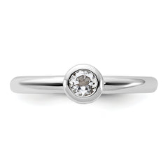 Sterling Silver Stackable Expressions Low 4mm Round White Topaz Ring