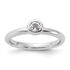 Sterling Silver Stackable Expressions Low 4mm Round White Topaz Ring