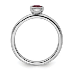 Sterling Silver Stackable Expressions Low 4mm Round Cr. Ruby Ring