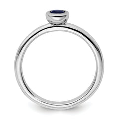 Sterling Silver Stackable Expressions Low 4mm Round Cr. Sapphire Ring