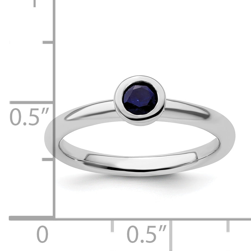 Sterling Silver Stackable Expressions Low 4mm Round Cr. Sapphire Ring