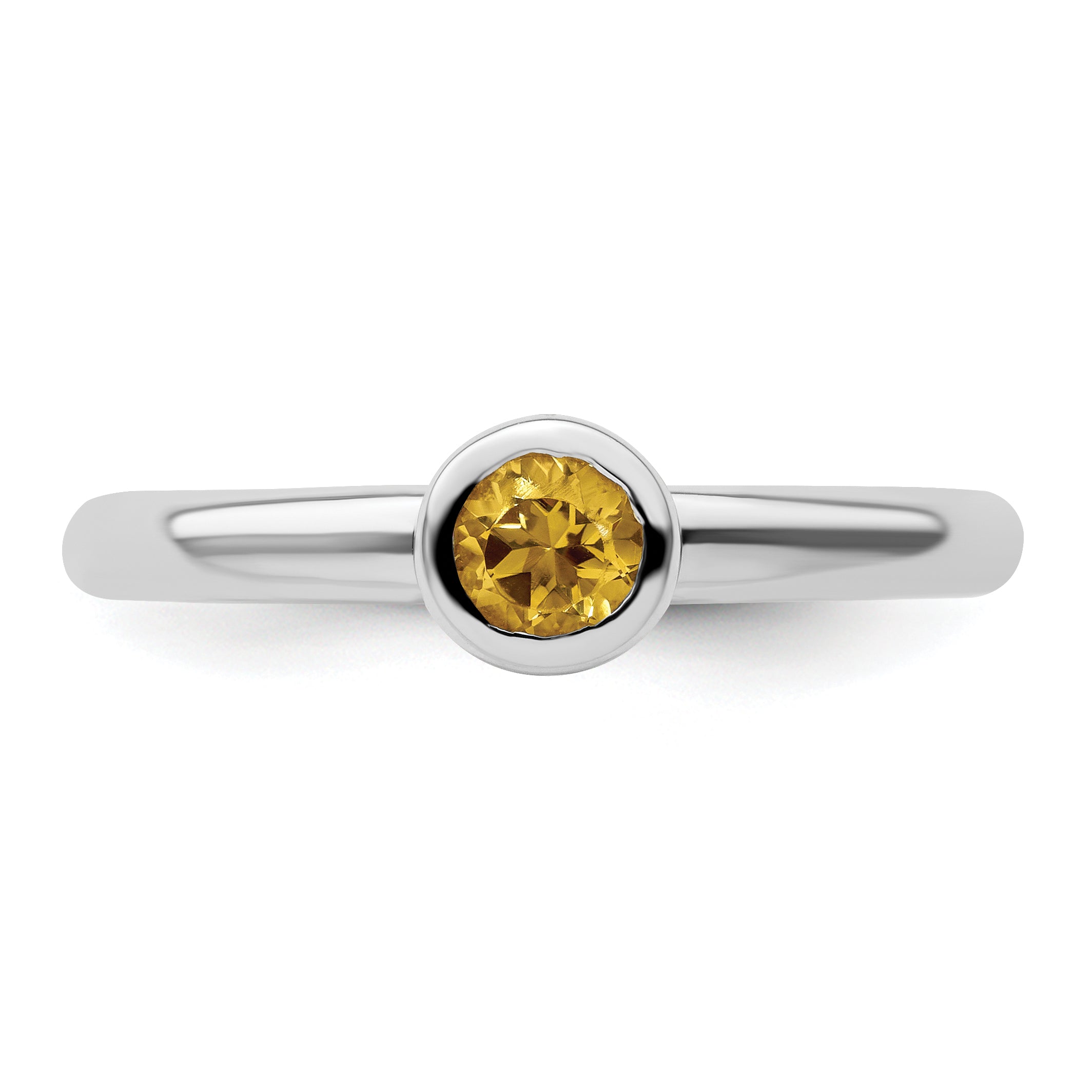 Sterling Silver Stackable Expressions Low 4mm Round Citrine Ring