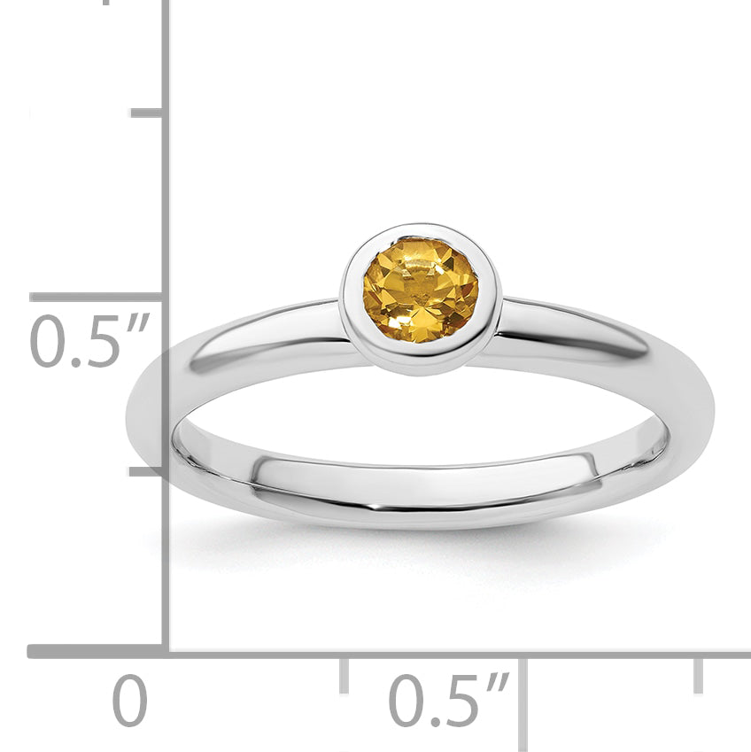 Sterling Silver Stackable Expressions Low 4mm Round Citrine Ring