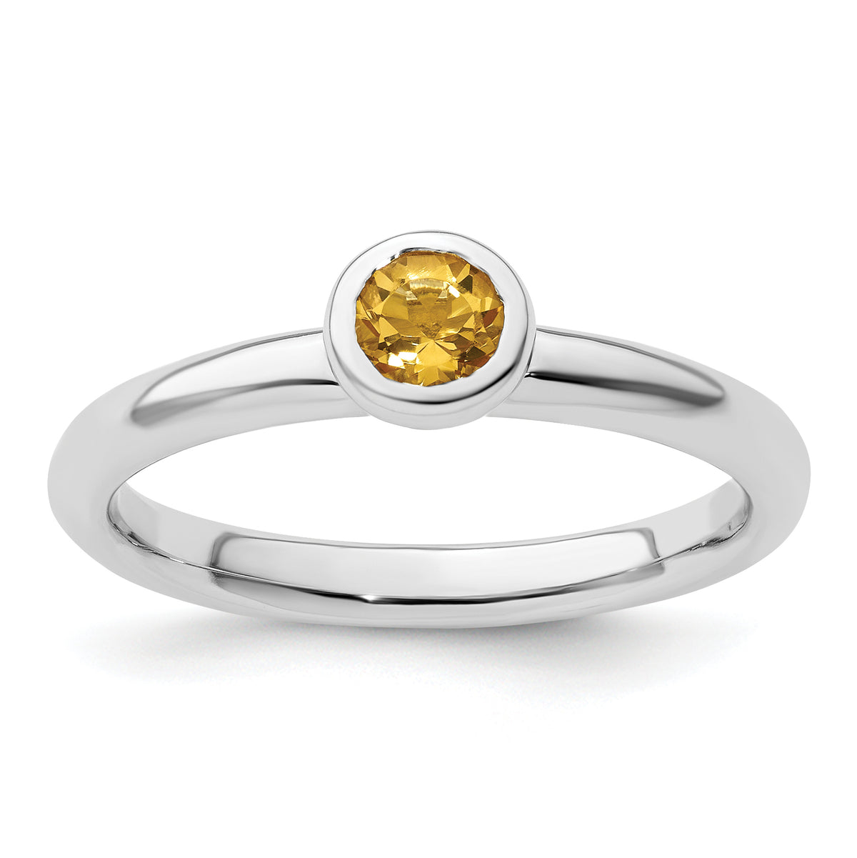 Sterling Silver Stackable Expressions Low 4mm Round Citrine Ring