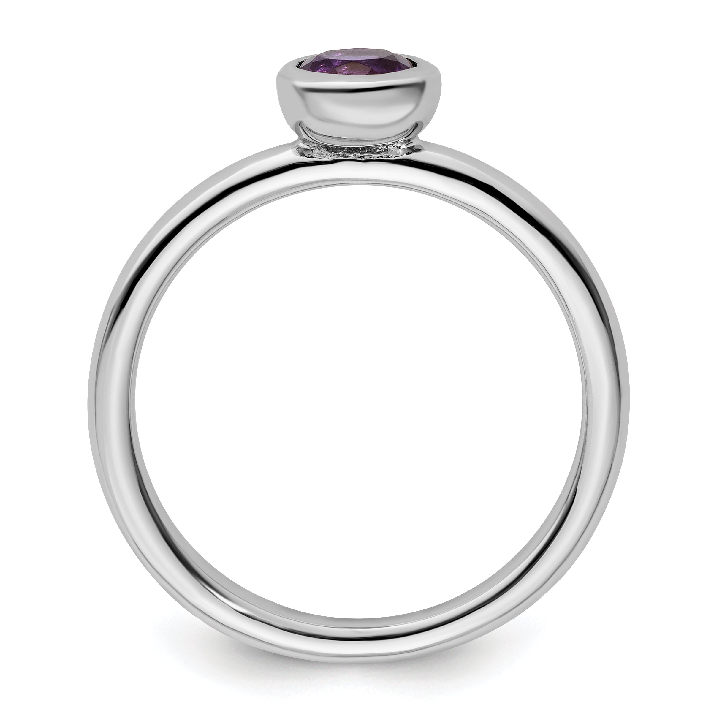 Sterling Silver Stackable Expressions Low 5mm Round Amethyst Ring