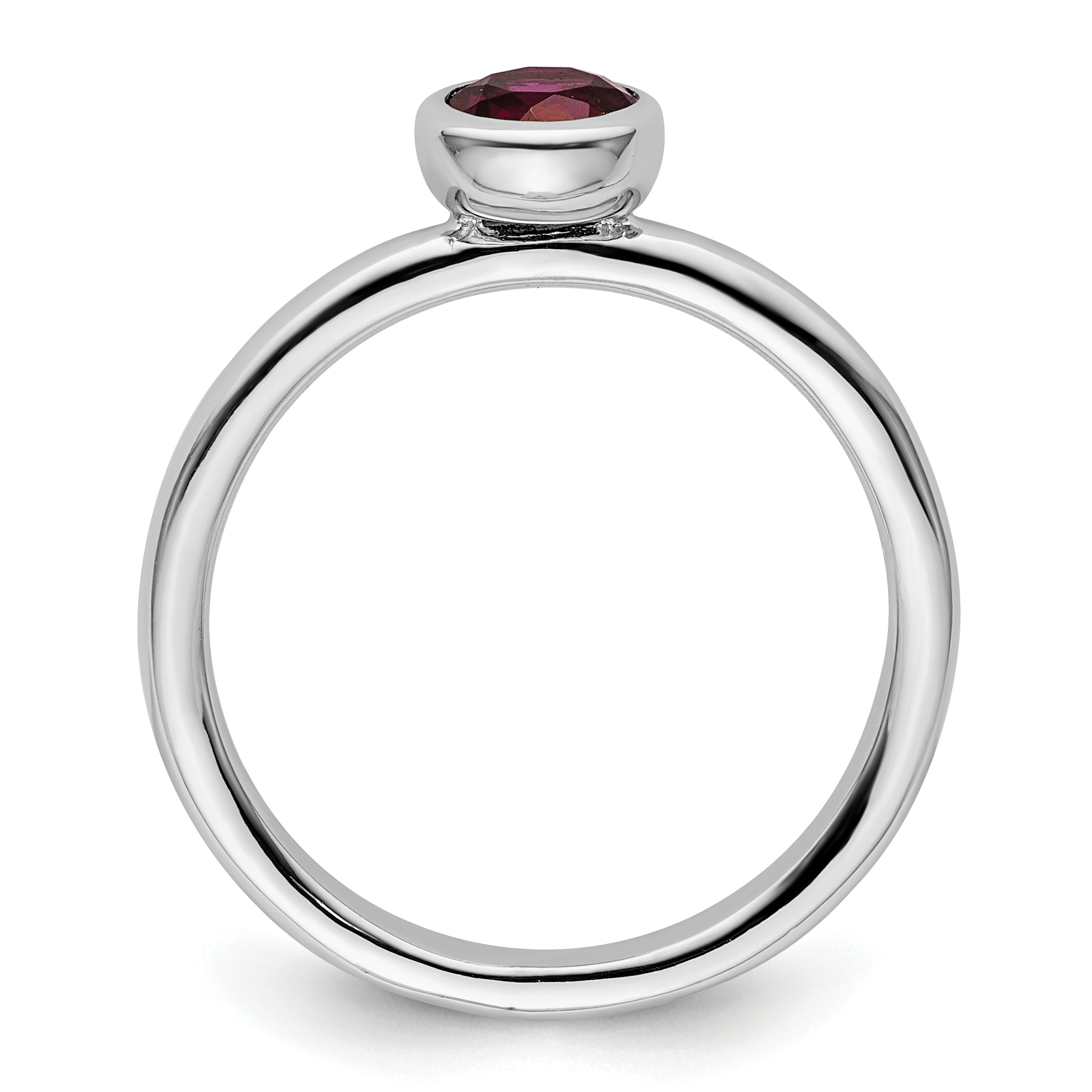 SS Stackable Expressions Low 5mm Round Rhodolite Garnet Ring