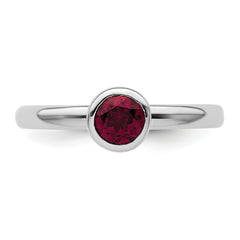 SS Stackable Expressions Low 5mm Round Rhodolite Garnet Ring