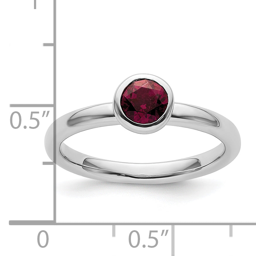 SS Stackable Expressions Low 5mm Round Rhodolite Garnet Ring