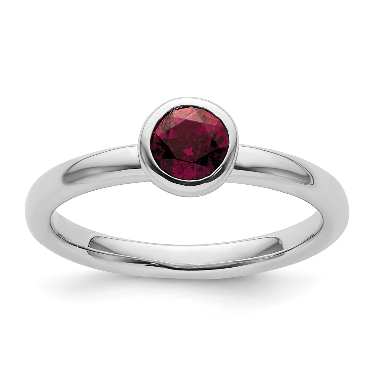 SS Stackable Expressions Low 5mm Round Rhodolite Garnet Ring