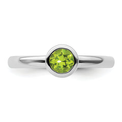 Sterling Silver Stackable Expressions Low 5mm Round Peridot Ring