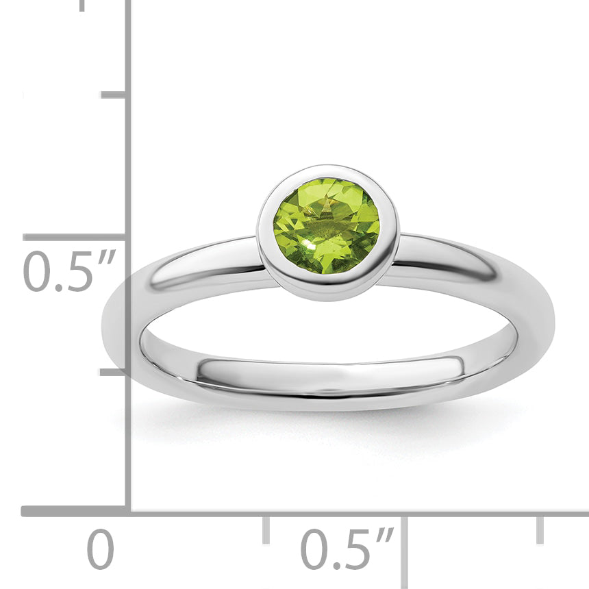 Sterling Silver Stackable Expressions Low 5mm Round Peridot Ring