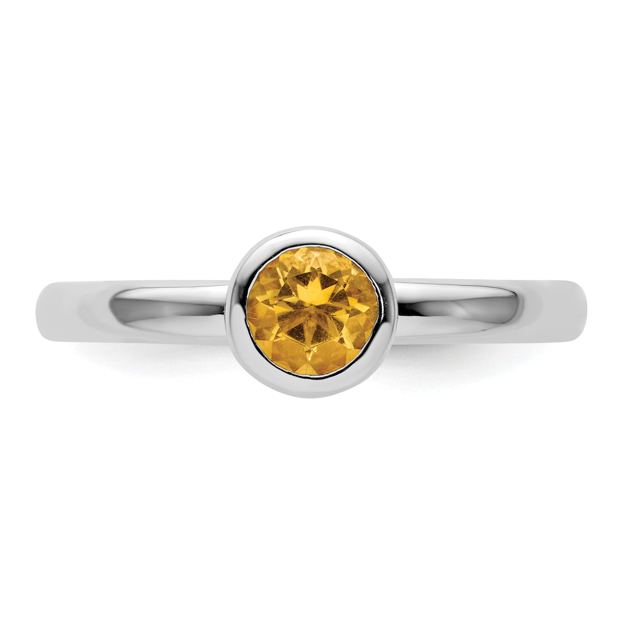 Sterling Silver Stackable Expressions Low 5mm Round Citrine Ring