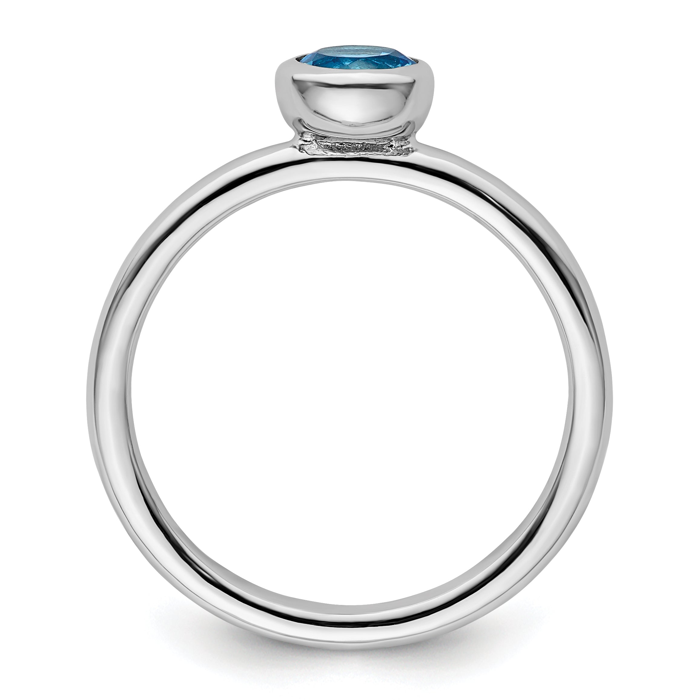 Sterling Silver Stackable Expressions Low 5mm Round Blue Topaz Ring