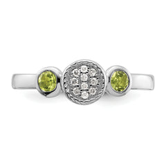 Sterling Silver Stackable Expressions Dbl Round Peridot & Dia. Ring