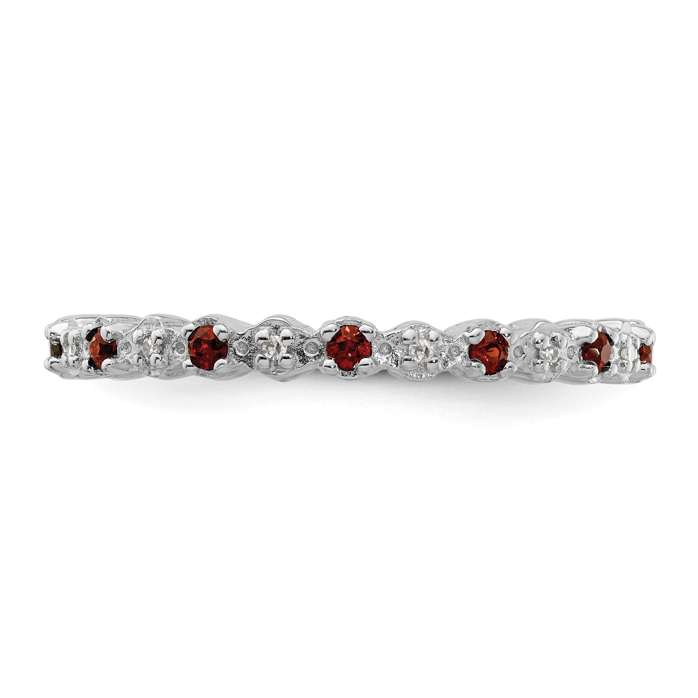 Sterling Silver Stackable Expressions Garnet & Diamond Ring