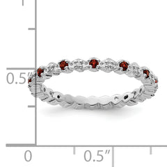 Sterling Silver Stackable Expressions Garnet & Diamond Ring