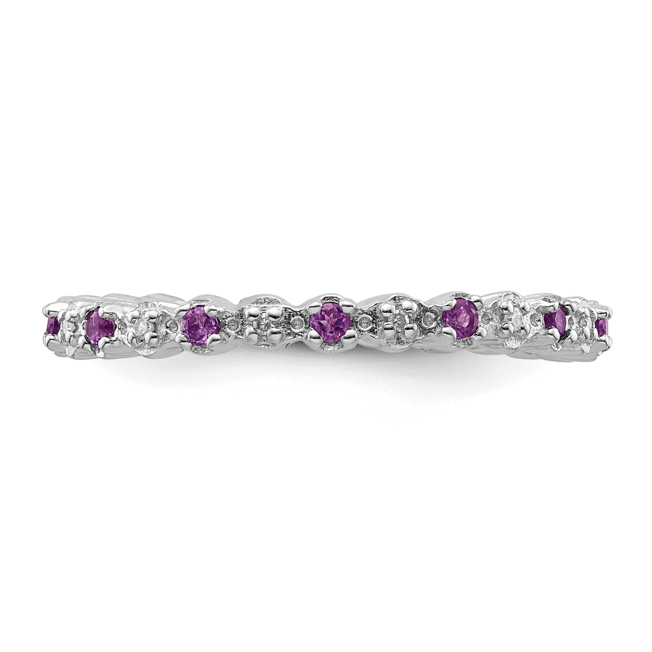 Sterling Silver Stackable Expressions Amethyst & Diamond Ring