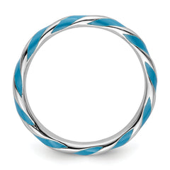 Sterling Silver Stackable Expressions Twisted Blue Enameled Ring