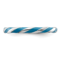 Sterling Silver Stackable Expressions Twisted Blue Enameled Ring